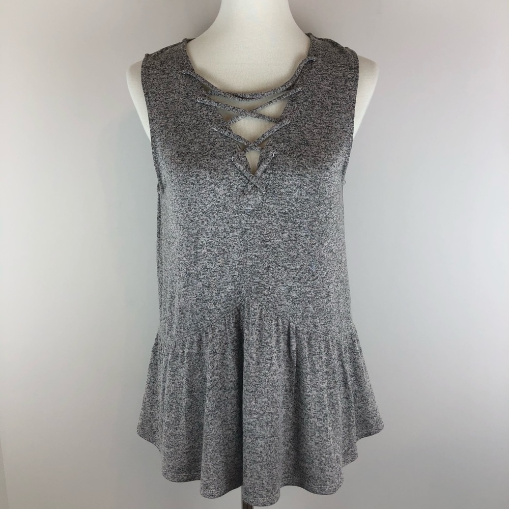 NWT Express Lace Up Criss Cross Knit Babydoll Tank